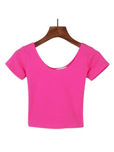 Cotton tight-fitting navel-cut short-sleeved's t-shirt slim high-waist cropped top